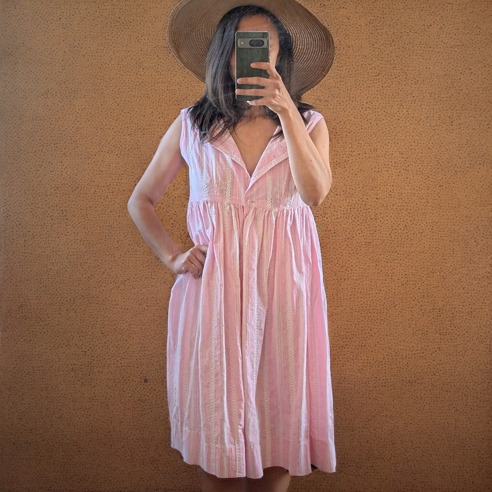 Pink Pleated Smocked Sundress Sleeveless